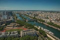 River Seine and buildings seen from the Eiffel Tower in Paris